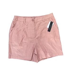 Violets & Roses Women's ESTILO Pleated Linen Blend Shorts Rose Tan Size 6/28 NEW